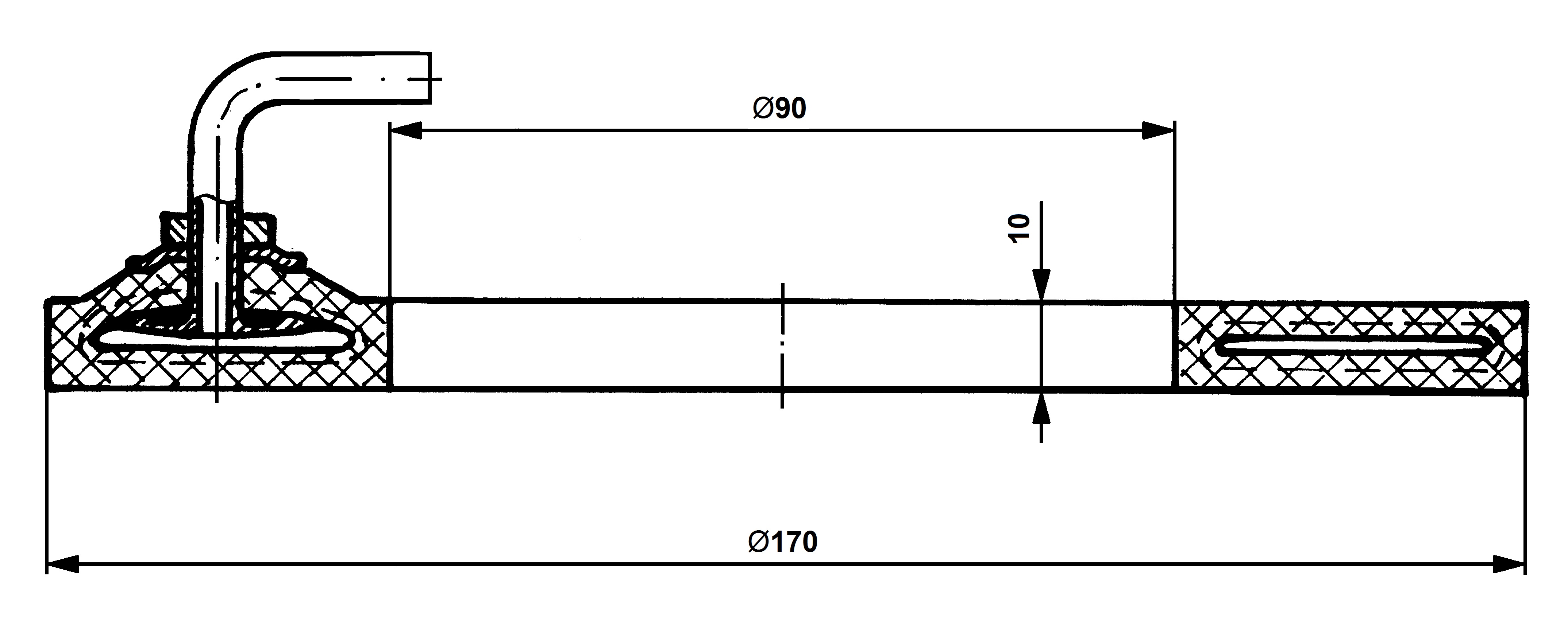 Flat clutch tube 170-90x10